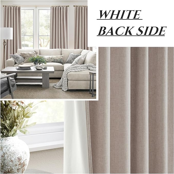 Dining Room Long Curtains 108 Inches Set of 2, 100 Inch WideLinen Living Room - Image 6