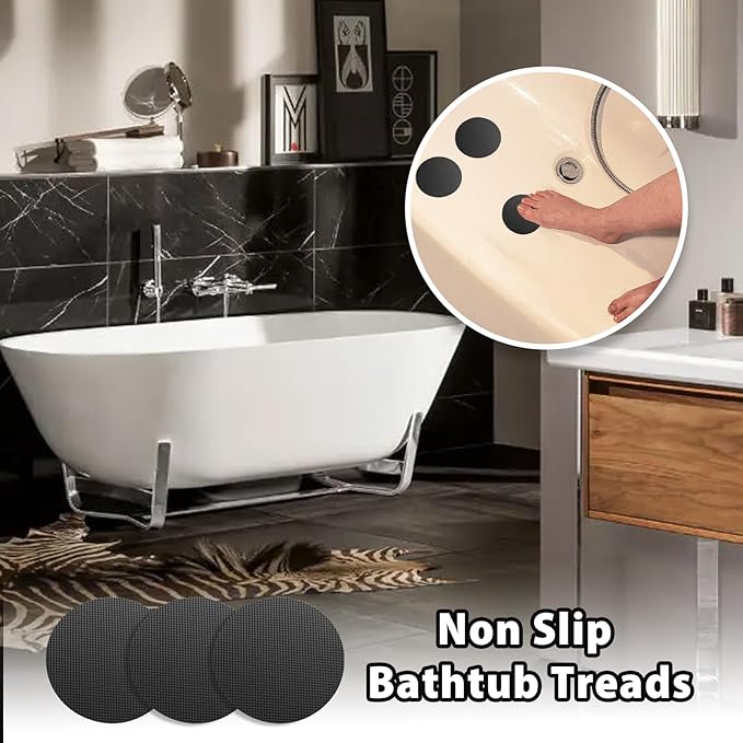 24 PCS Bathtub Non Slip Stickers Black Adhesive Decals Round Shape Anti Slip - Image 4