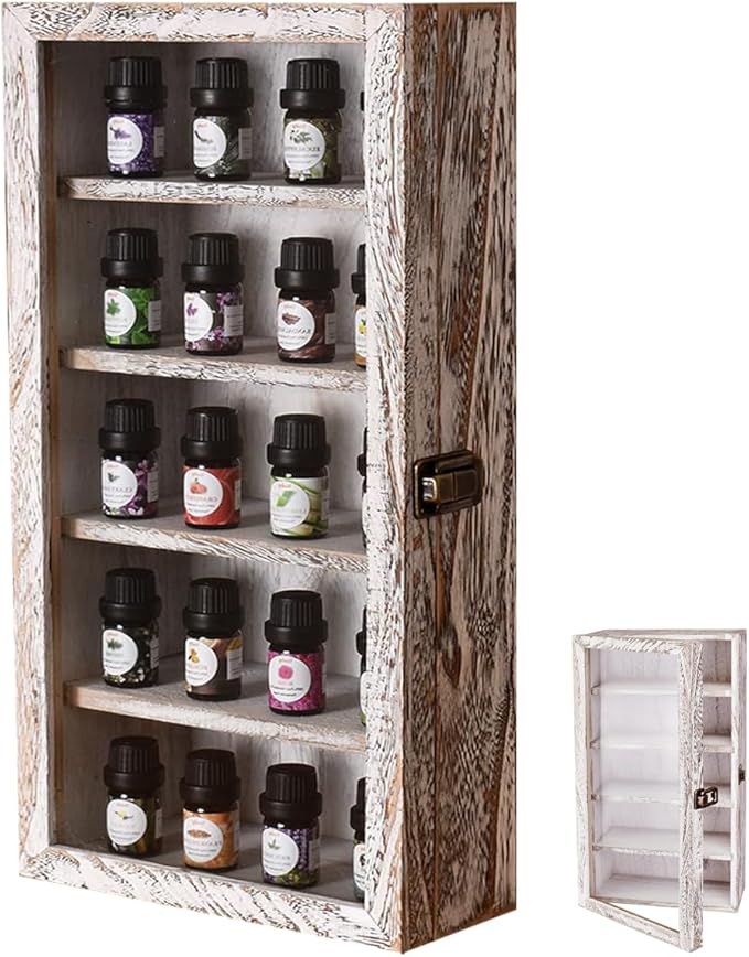 Wall Mounted Wooden Collectible Display Case 5 Shelf Display Storage by LITAITAI