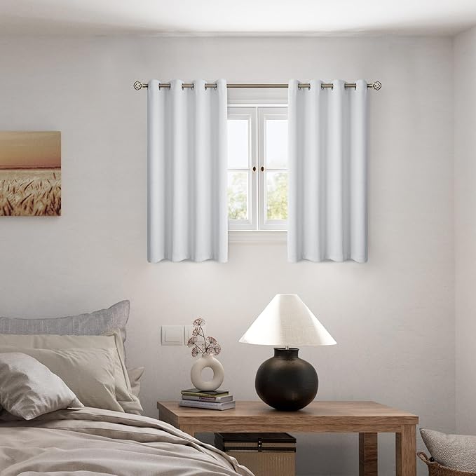 BGment Greyish White Short Blackout Curtains - Image 2