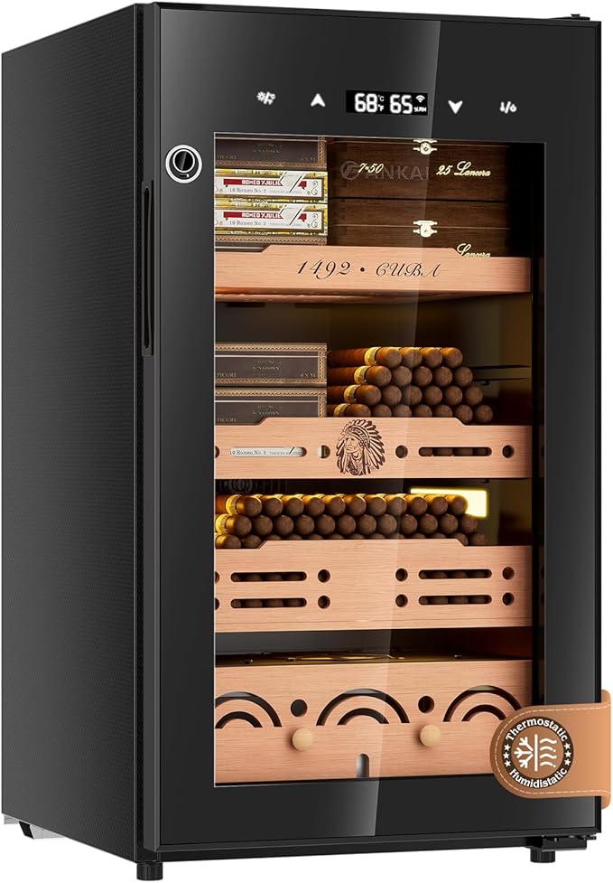 Electric Cigar Humidor Cabinet up to 600 Cigars, Temperature & Humidity Control by FANKAI