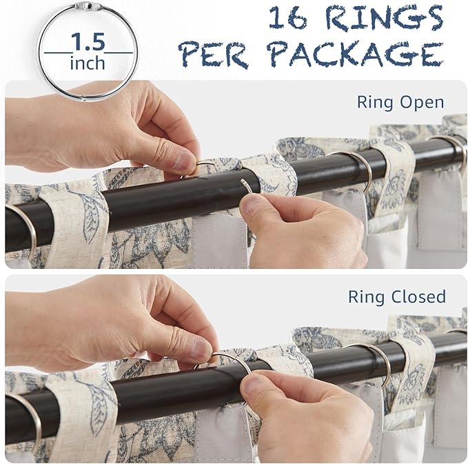 Vangao Linen Curtains with Detachable Blackout Liners Floral Curtains - Image 6
