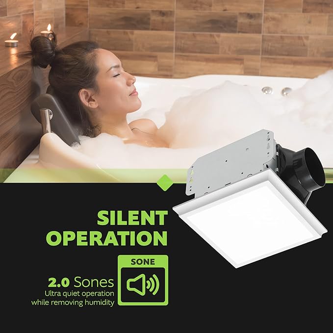 Homewerks 7141-110-G4 Bathroom Fan Integrated LED Light Ceiling Mount Exhaust - Image 5