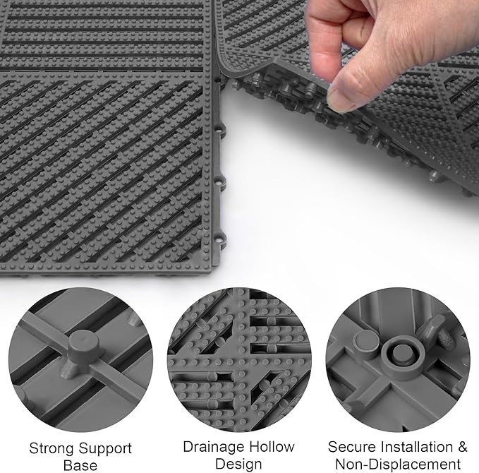 MYFAMIREA Modular Interlocking Cushion 12 Pack 11.8" x 11.8" Rubber Floor Tiles - Image 4