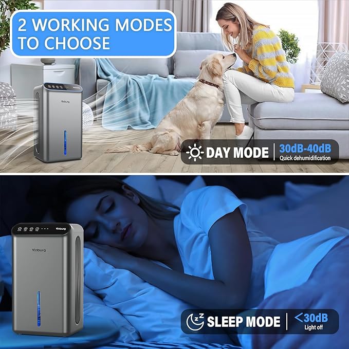 Dehumidifier for Basement Quiet Dehumidifiers for Home, Auto Shut-Off, Sleep - Image 4
