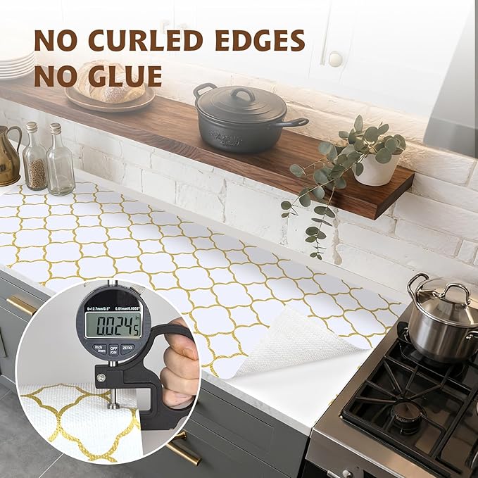 Shelf Liners for Kitchen Cabinets 12in x 20FT Non Adhesive Drawer Liner Gold - Image 8