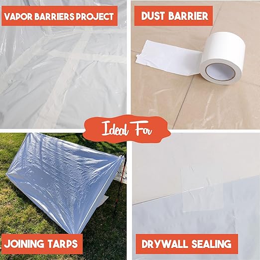 White Vapor Barrier Tape, 3 Inch x 180 Feet Moisture Barrier Seal Tape - Image 5