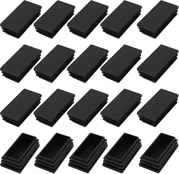 METALLIXITY Rectangle End Caps 24Pcs, Plastic Rectangle Tube Inserts Threaded by METALLIXITY