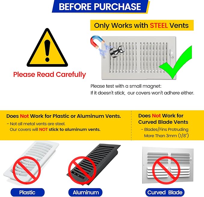 Magnetic Vent Covers, Extra Strong Magnets, 5.5" x 12" Ultra Thick 60mil - Image 3