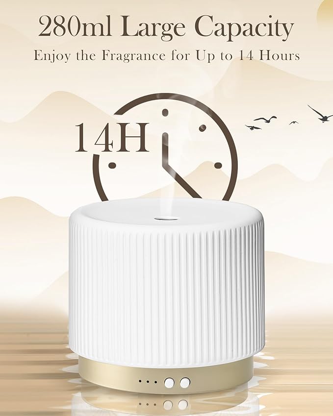280ml Ceramic Essential Oil Diffuser, Ultrasonic Cool Mist Decorative - Image 4