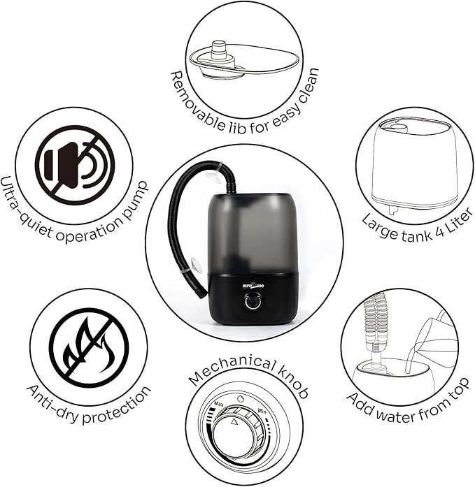 Repti Zoo 4L Reptile Humidifier, Large Reptile Mister Tank Fogger - Image 3
