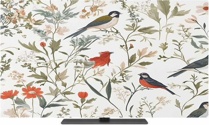 Spring Orange Flowers Birds Indoor TV Cover, Elastic TV Screen Protector Farm - Image 2
