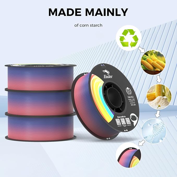 Creality 3D Printer Filament 1.75mm, Rainbow PLA+ Plus Pro Filament Toughness - Image 6