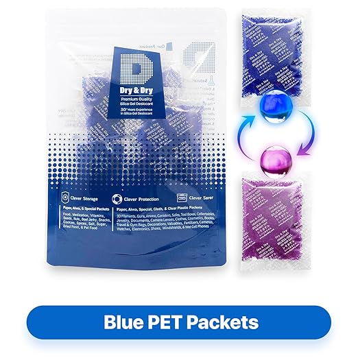 Dry & Dry 20 Gram Blue Indicating Silica Gel Packets Desiccant Silica Gel - Image 7