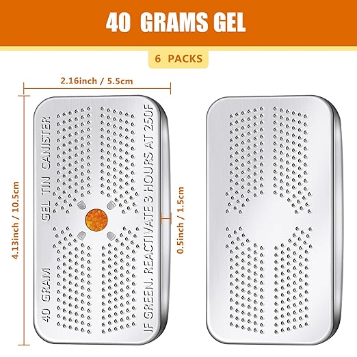 6 Pack 40 Gram Silica Gel Canister Dehumidifier Desiccant Orange to Green - Image 2