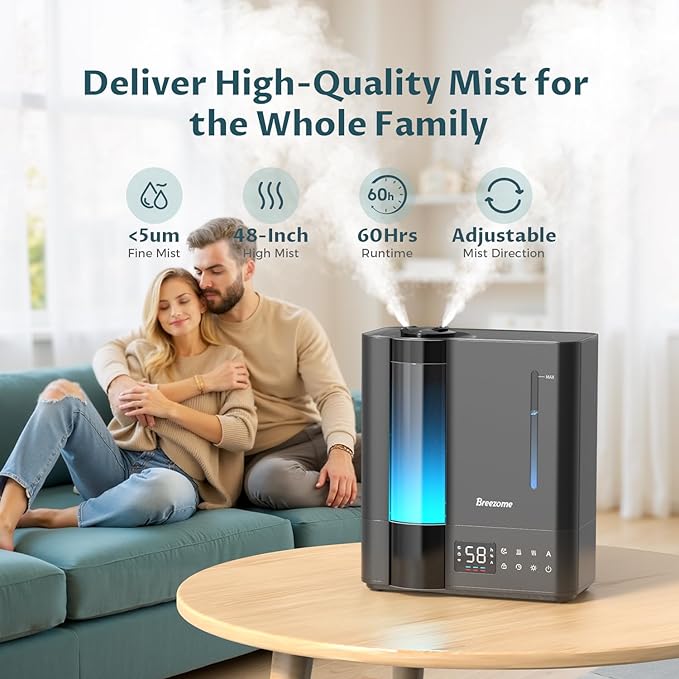 BREEZOME 8L Humidifiers for Bedroom, Warm & Cool Mist for Large Room Home - Image 9