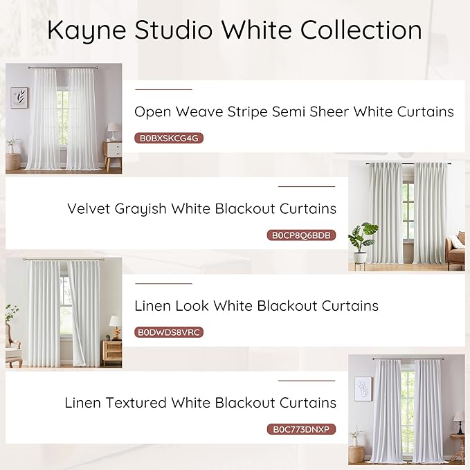 Kayne Studio White Pinch Pleated Full Blackout Curtains, Thermal Insulated - Image 7