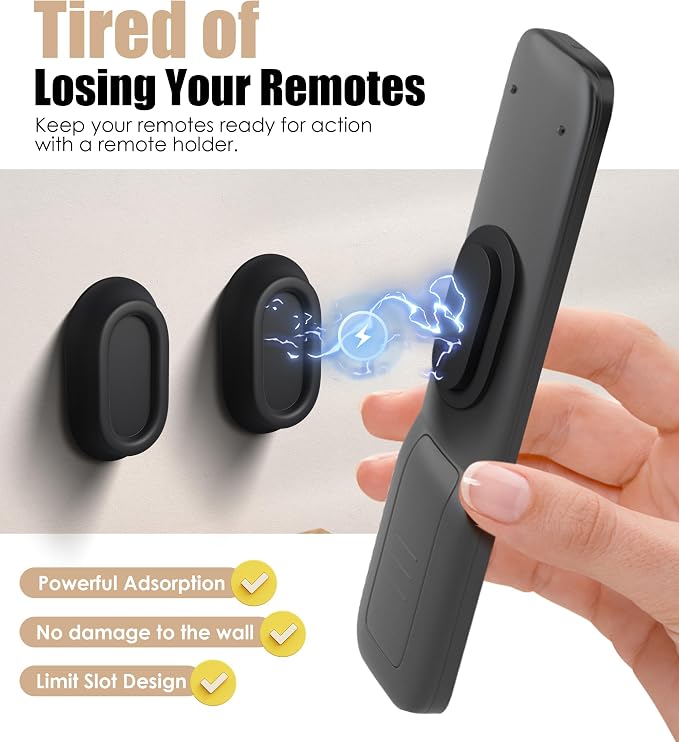 5 Pack Magnetic Remote Control Holder Wall Mount, Upgraded No Drill - Image 4