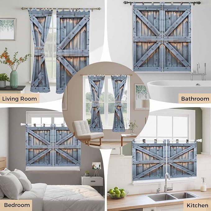 Farmhouse Wood Grain Living Room Curtains 96 Inch Length, Window Curtains Tab - Image 7
