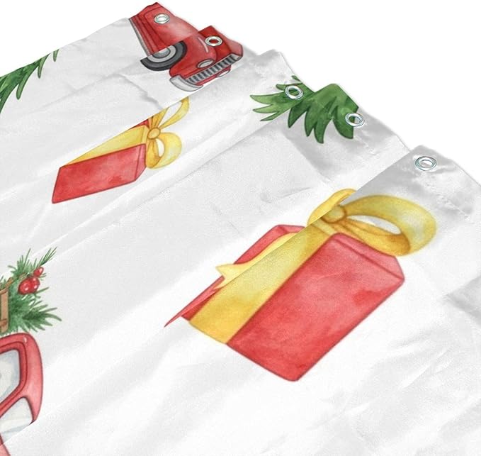 Car Christmas White Shower Curtain Liner 72×72 inch - Image 3