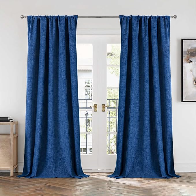 CUCRAF Linen 100% Blackout Curtains 96 Inch Length 2 Panels Set, Back Tab and - Image 7