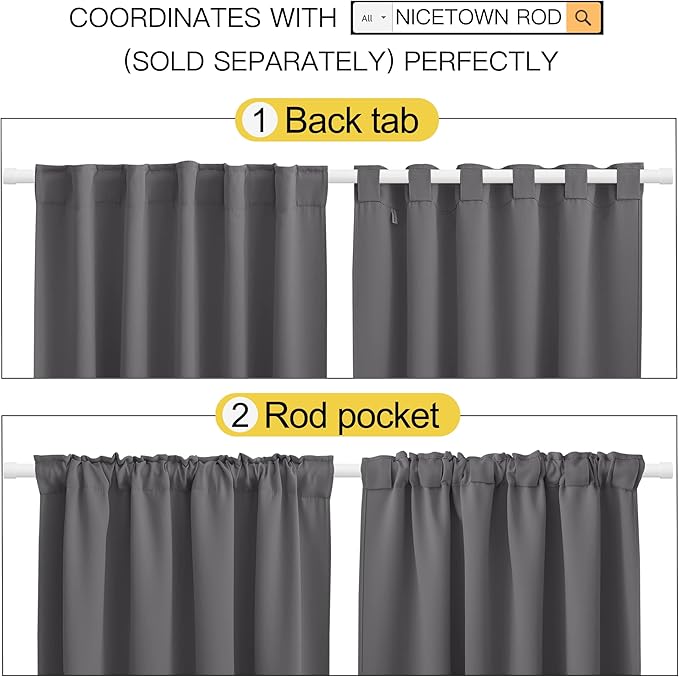 NICETOWN Bedroom Blackout Draperies and Window Treatment- 52 Width X 72 Length - Image 3