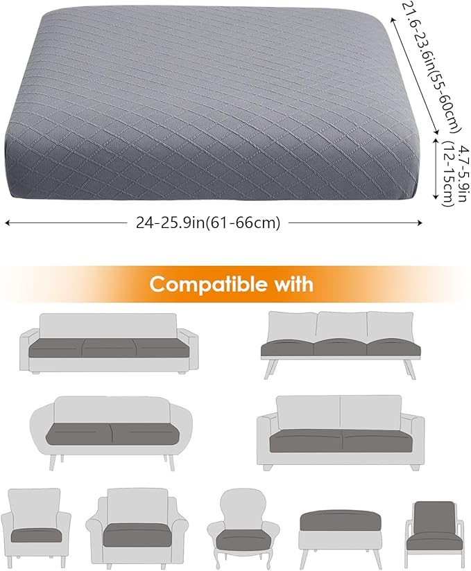 Fuloon Waterproof Seat Cushion Covers 2 PCS, Stretch Sofa Cushion Slipcovers - Image 3