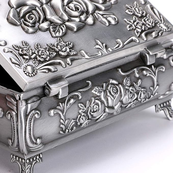 Hipiwe Vintage Metal Jewelry Box Small Trinket Jewelry Storage box - Image 3