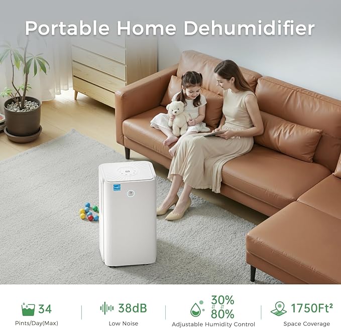 Ukoke 32 Pint Dehumidifier for 1750 Sq. Ft – Energy Star Most Efficient - Image 3