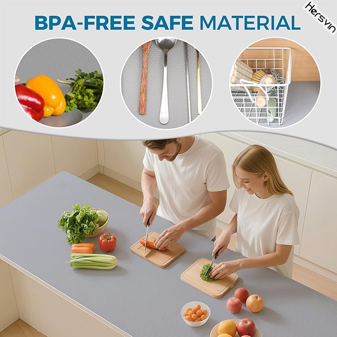 Hersvin Shelf Liners, 24in x 20ft Kitchen Drawer Mats, Non-Adhesive EVA - Image 4