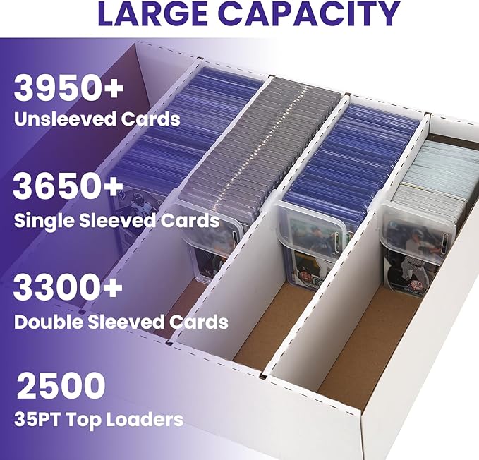 4 PACK Sports Card Box 3940 Count Cardboard Trading Card Storage Box, Bulk Card - Image 5