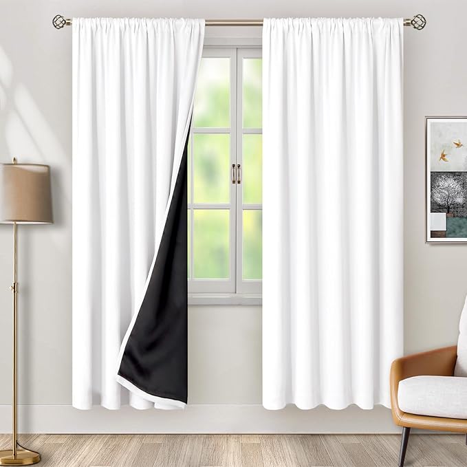 BGment White Blackout Curtains for Living Room 84 Inch Length 2 Panels Set by BGment