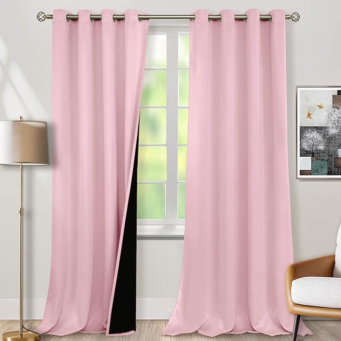 BGment Baby Pink 100% Blackout Curtains by BGment