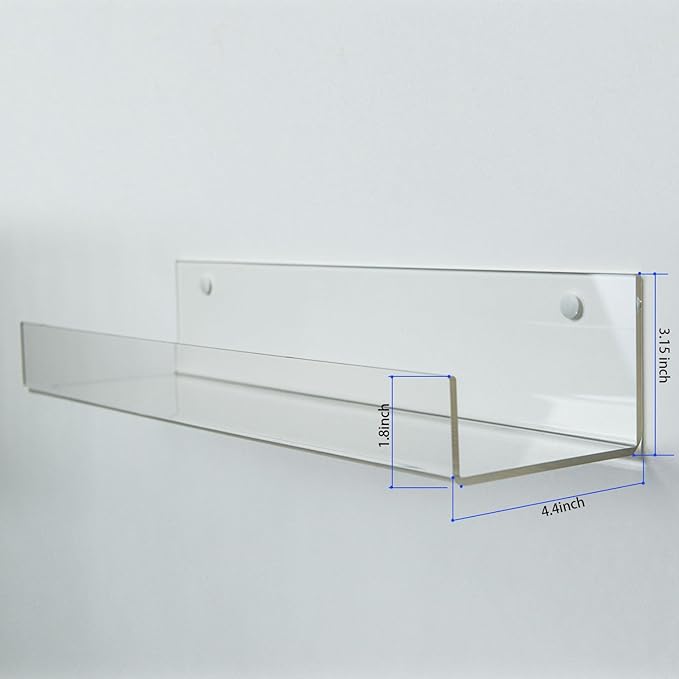 HUJI Clear Invisible Contemporary Floating Acrylic Shelf Display Bookshelf - Image 2