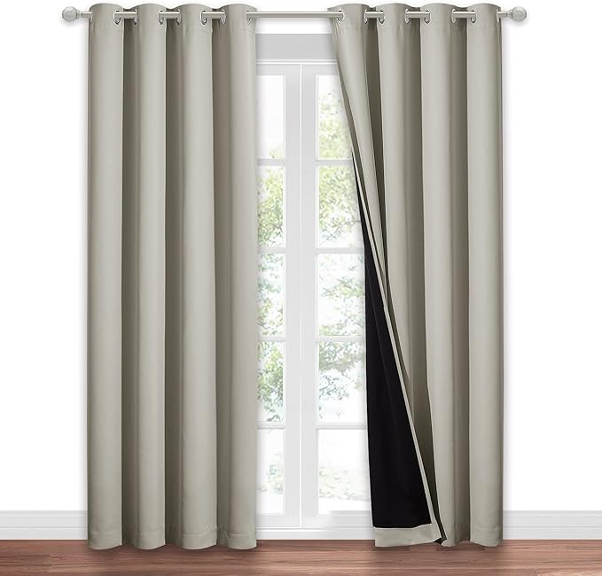 NICETOWN Natural 100% Blackout Window Curtain Panel, Cold and Full Light - Image 2