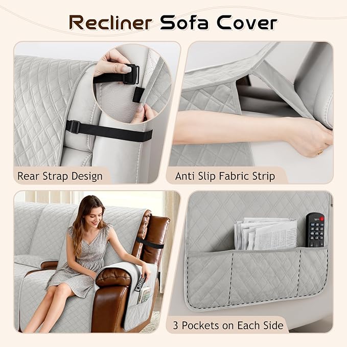 Arfntevss Waterproof Recliner Sectional Couch Covers - Image 4