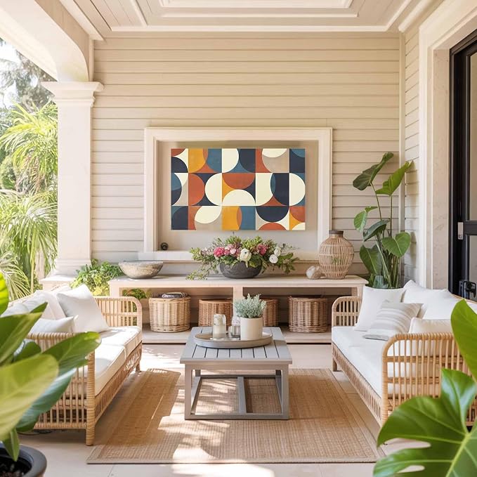 Mid Century Color Block Circle Abstract Geometric Indoor TV Cover, Elastic TV - Image 8