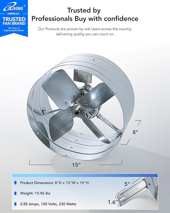 iLiving ILG8G14-12T Automatic Gable Mount Attic Ventilator Fan - Image 3
