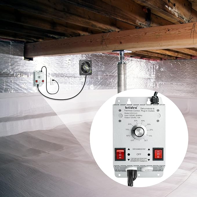 Crawl Space Humidistat Controller, Briidea Dehumidistat and Thermostat Control - Image 6