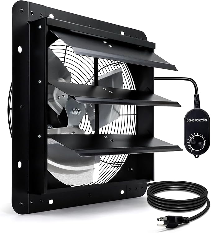14 Inch Shutter Exhaust Fan for Greenhouse, Chicken Coop Ventilation, 1088 CFM by Hipoilk