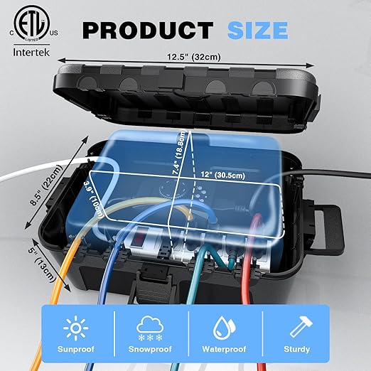 Flemoon Large Outdoor Electrical Box, IP54 Waterproof Extension Cord Cover - Image 4