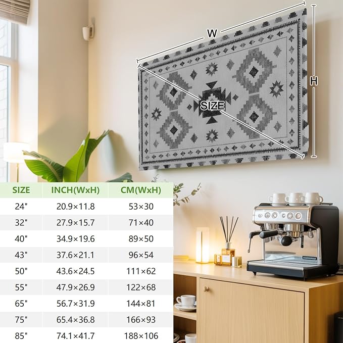 Southwestern Tribal Geometric Indoor TV Cover, Elastic TV Screen Protector - Image 3