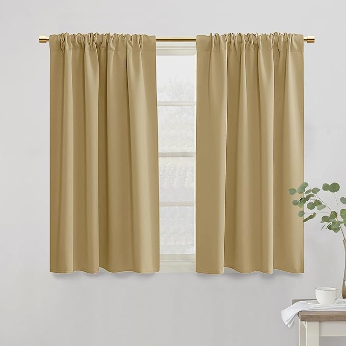 Beige Blackout Curtain Panels 42 Inch Length by PANELSBURG