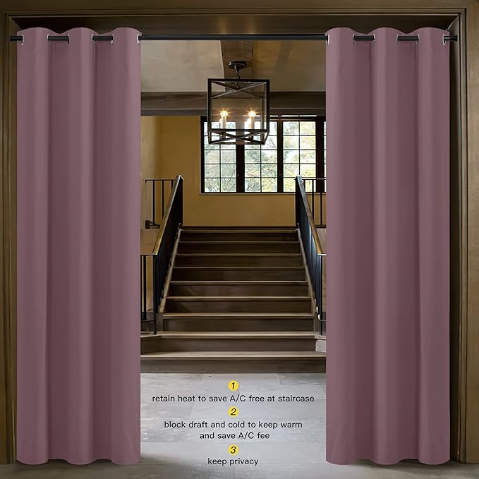 NICETOWN Dry Rose Blackout Room Darkening Drapery, Single Panel, 42 x 84-inch - Image 3