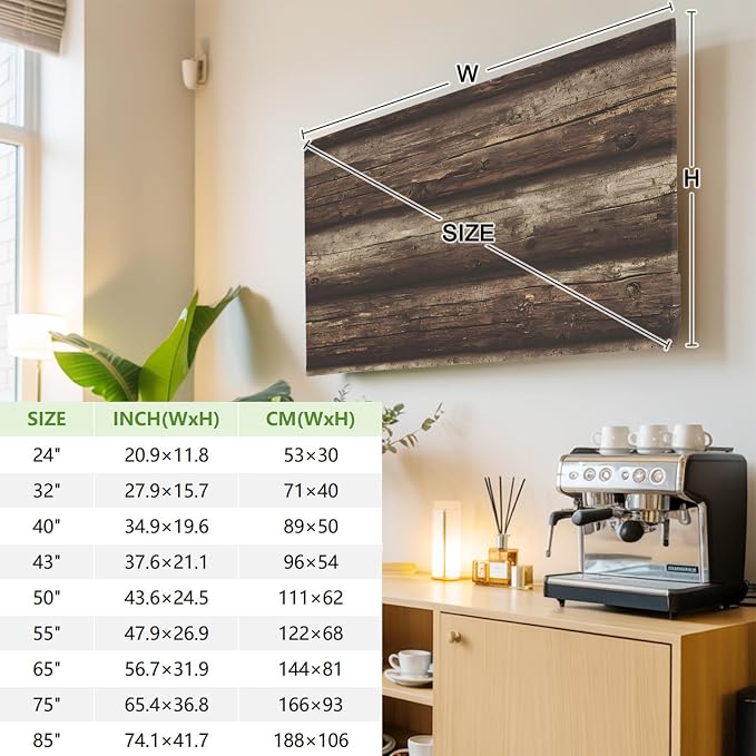 Farmhouse Vintage Wood Grain Indoor TV Cover, Elastic TV Screen Protector - Image 3