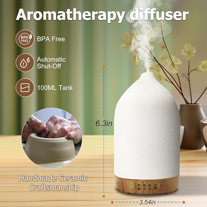 Essential Oil Diffuser Humidifiers, Aromatherapy Diffusers, Ceramic Essential - Image 2