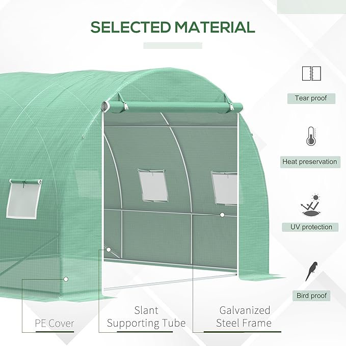 Walk-in Hoop Greenhouse for Tropical Plants, 10’x10’x6.5’ High Peak Design - Image 4