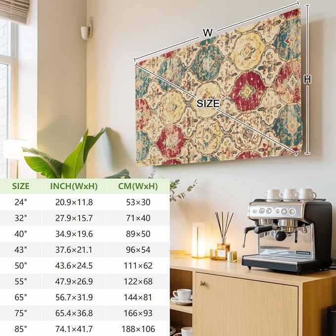 Ethnic Texture Retro Color Block Indoor TV Cover, Elastic TV Screen Protector - Image 3