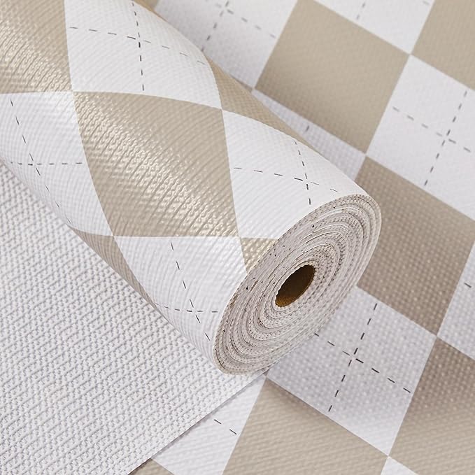 Beige Shelf Liner for Kitchen Cabinets 12" x 120" Non-Adhesive Non-Slip Drawer by MIAONET