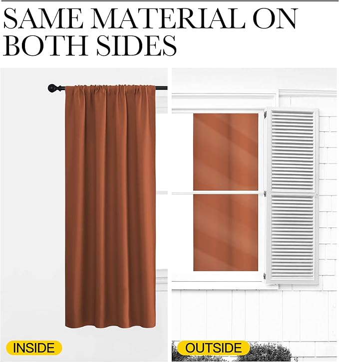 NICETOWN Living Room Curtains, Burnt Orange, 1 Pair, 70 x 84-inch, Home - Image 5